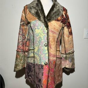 Multicolor Patchwork Women's Coat